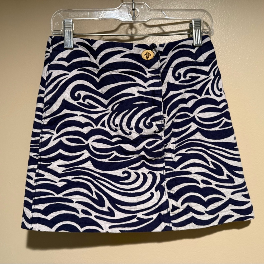 Lilly Pulitzer Womens 2 On The Horizon Maida Mini Skirt Navy Blue White Beach
